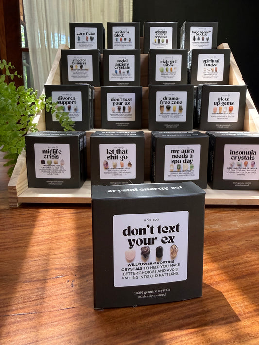 don't text your ex - crystal set for willpower + closure | break up gifts