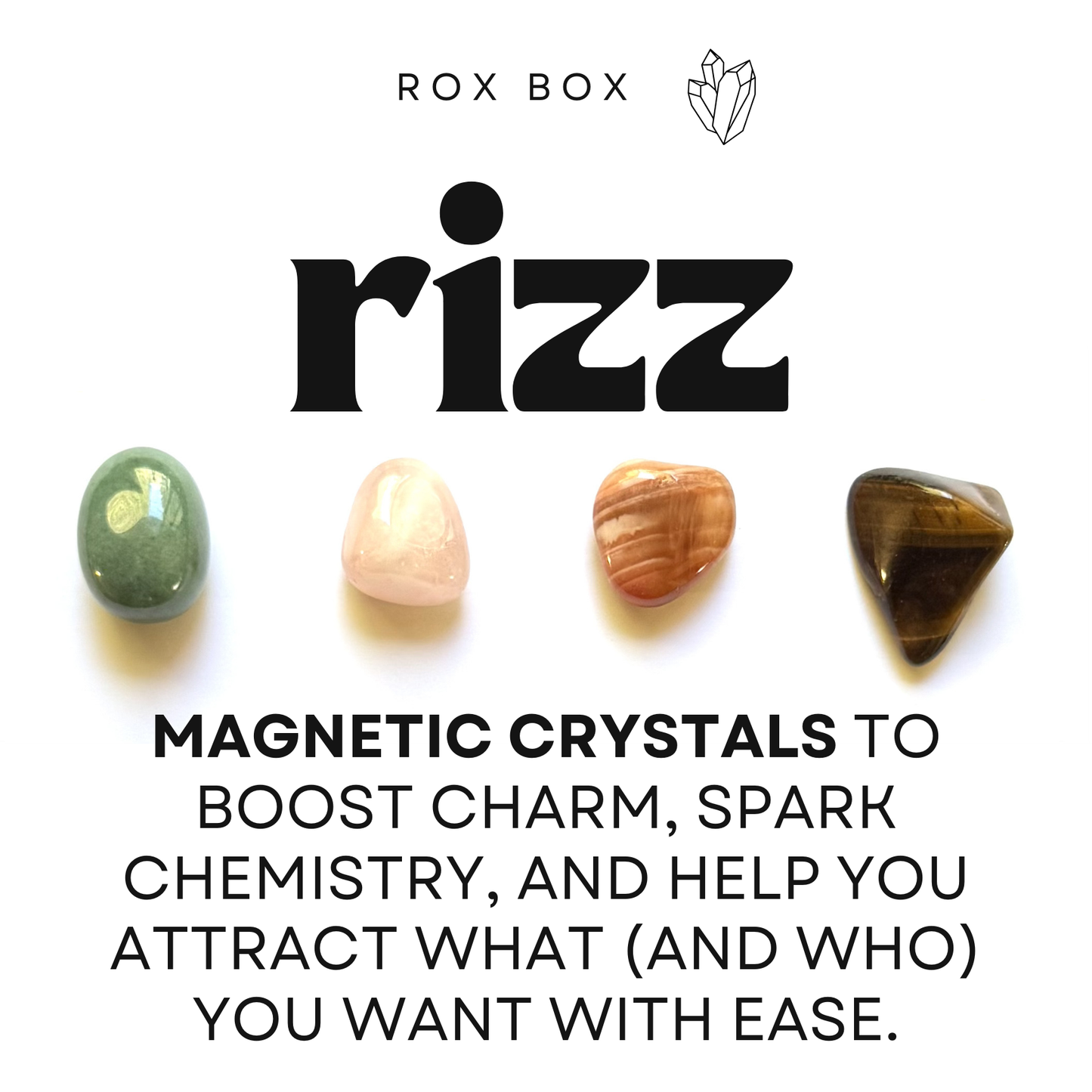 rizz - crystals for magnetic charm - cheeky gift funny gift