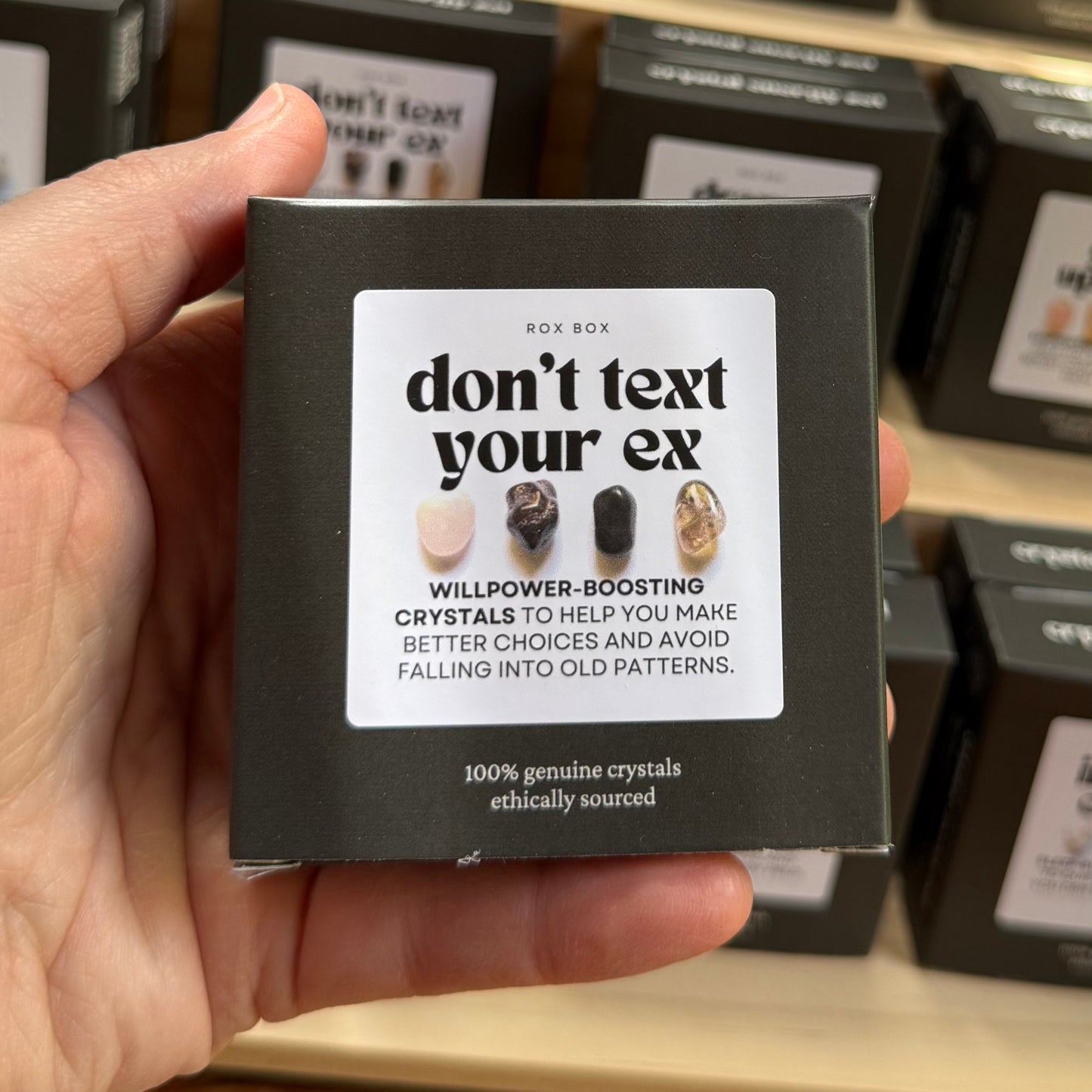 don't text your ex - crystal set for willpower + closure | break up gifts