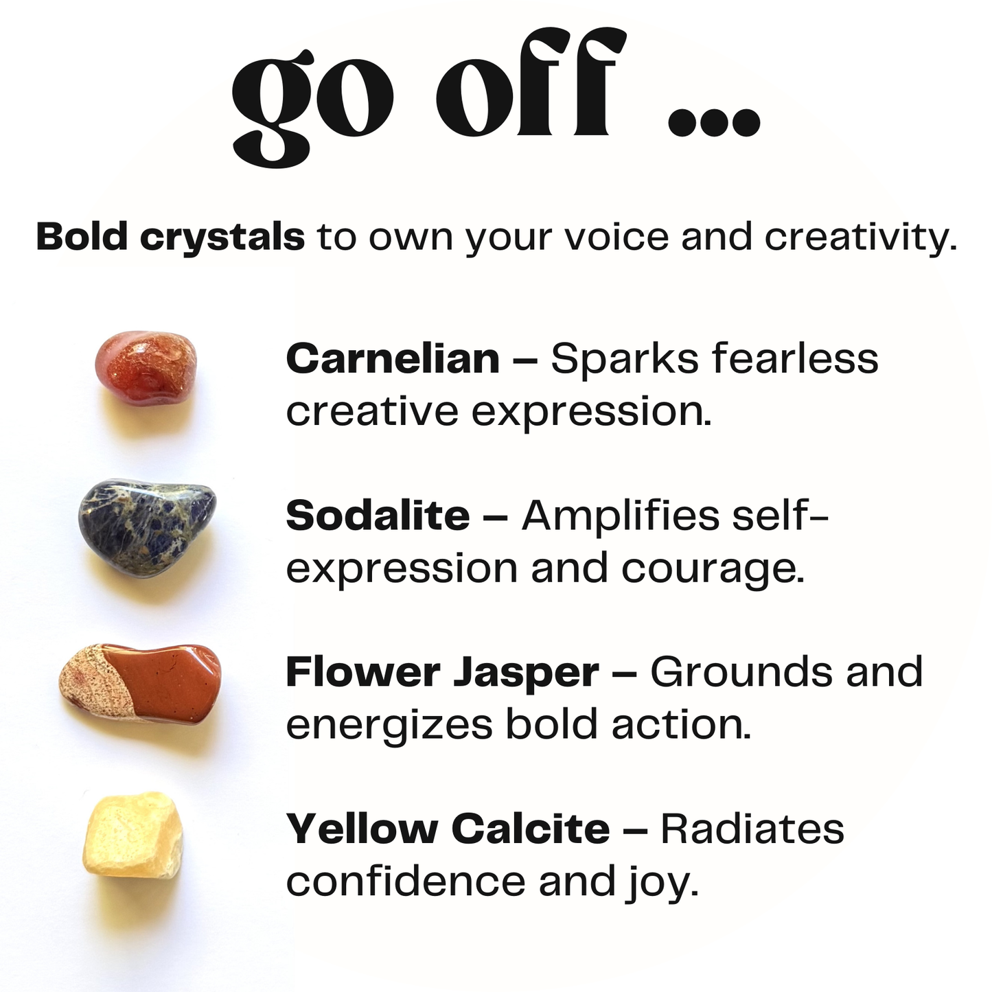 go off - crystals for creativity - cheeky gift funny gift