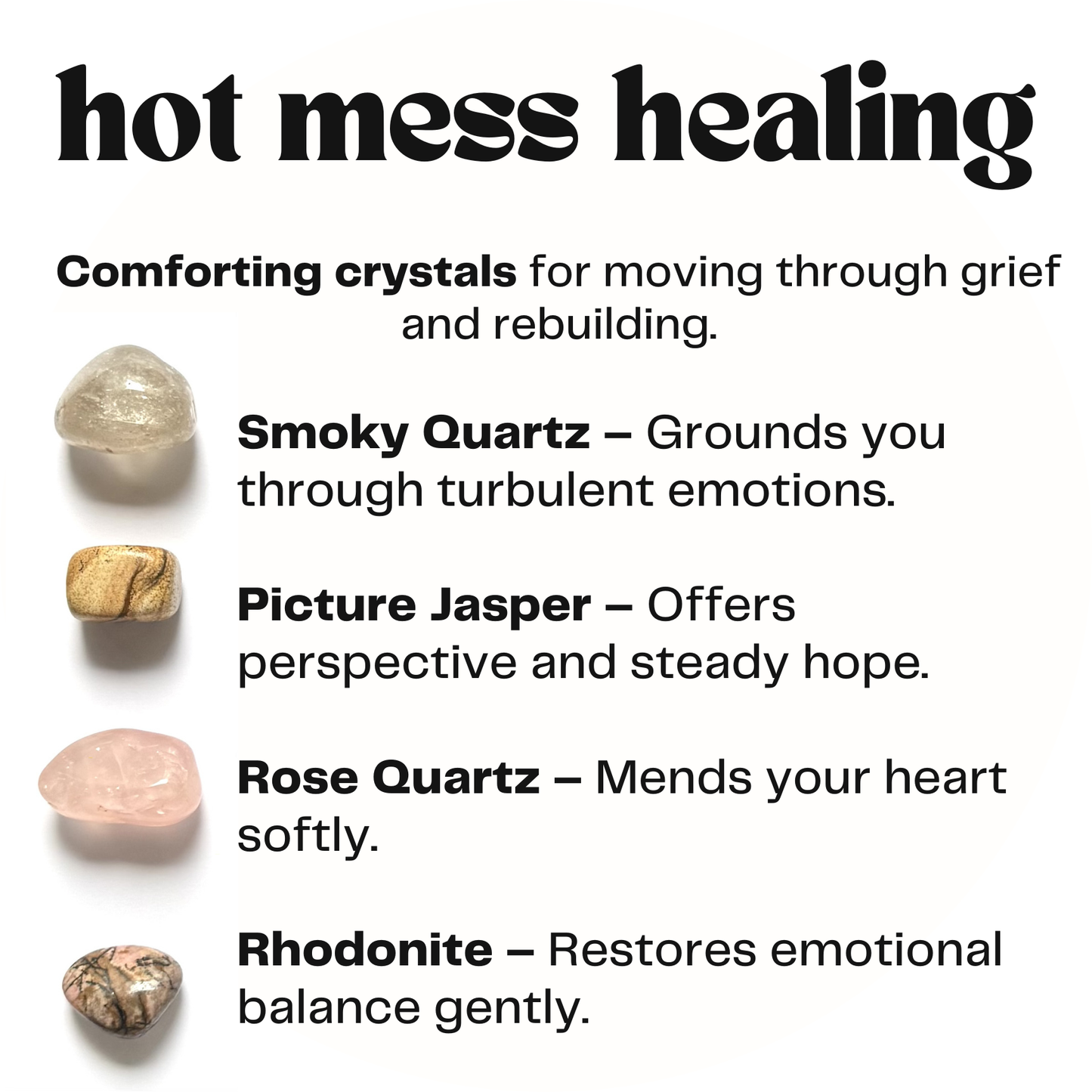 hot mess healing - crystal gift for comfort and healing - cheeky gift wellness gift
