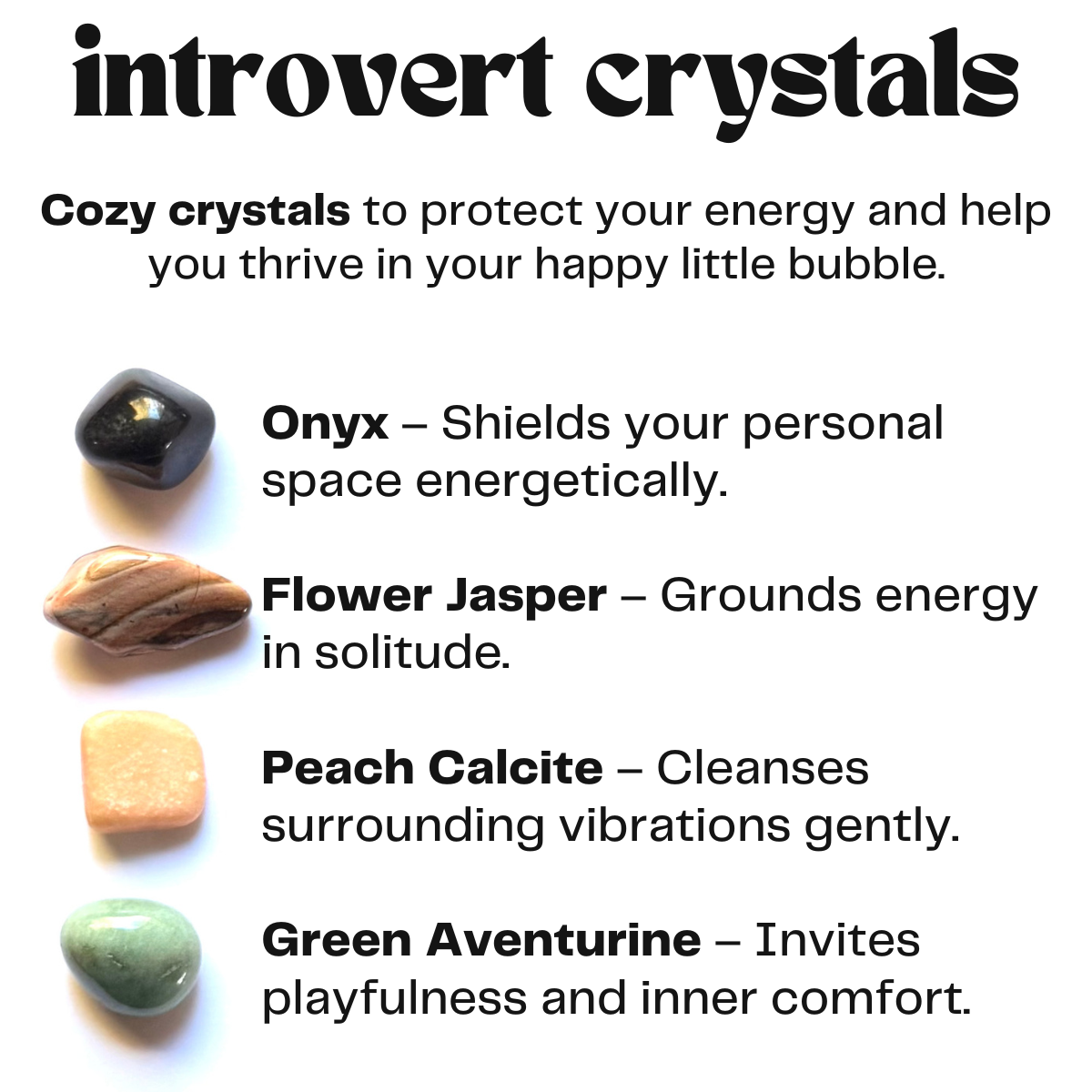 introvert crystals - crystals for peace + protection - cheeky gift funny gift