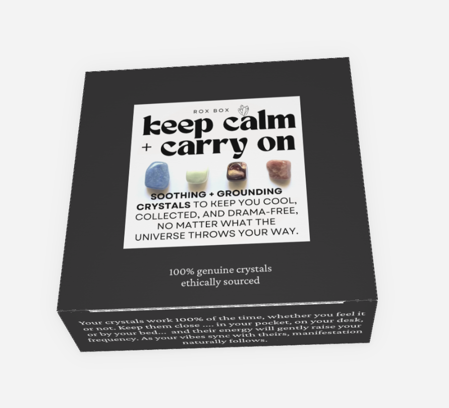 keep calm and carry on - crystals for peace + serenity - fun cheeky gift
