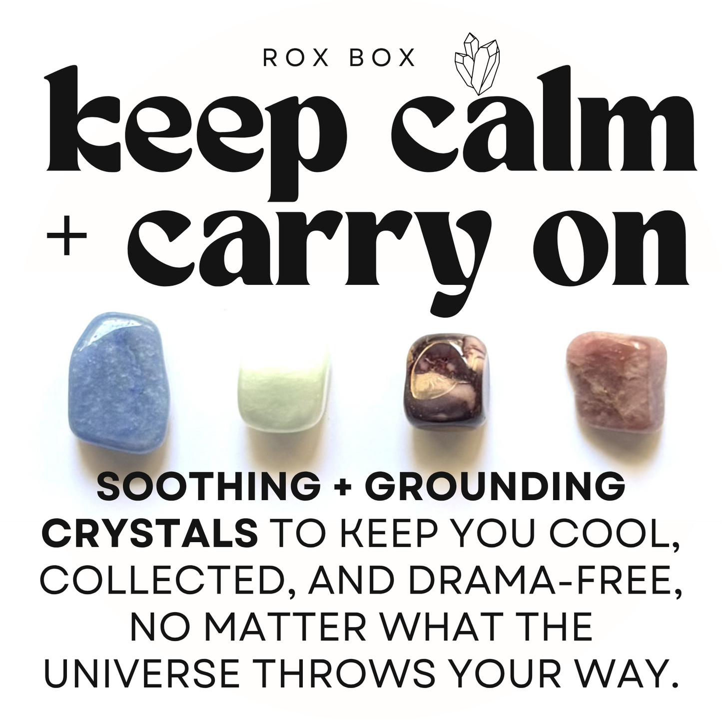 keep calm and carry on - crystals for peace + serenity - fun cheeky gift