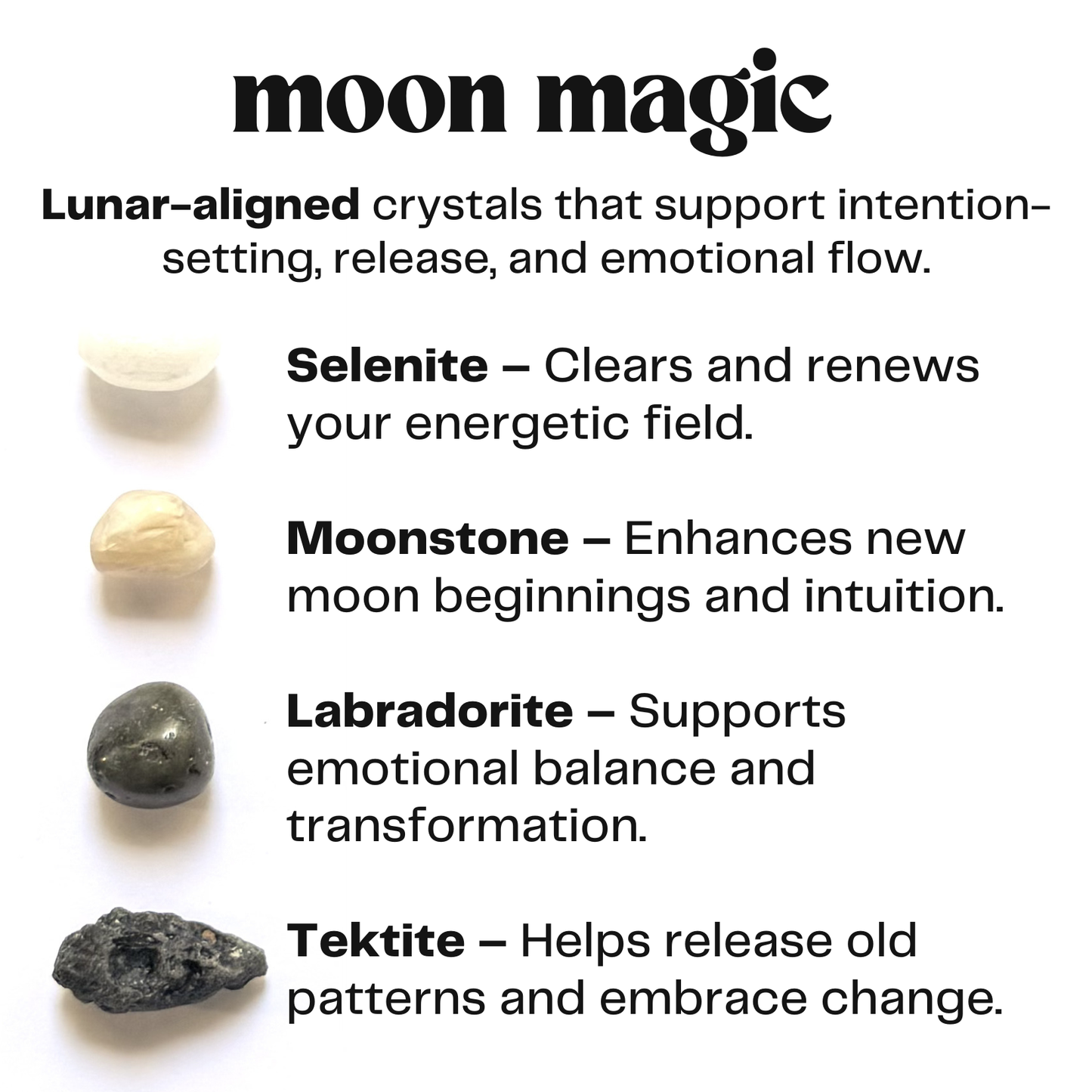 moon magic - crystals for intention - ritual , spiritual gift