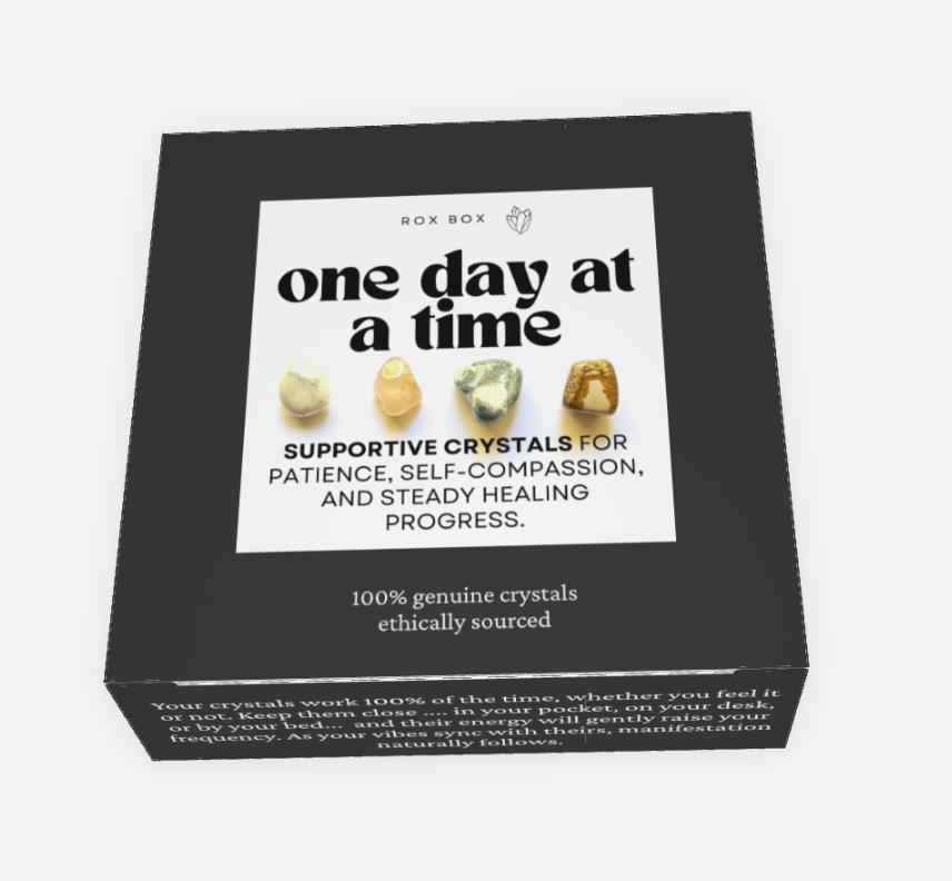 one day at a time - crystals for support and patience - cheeky gift