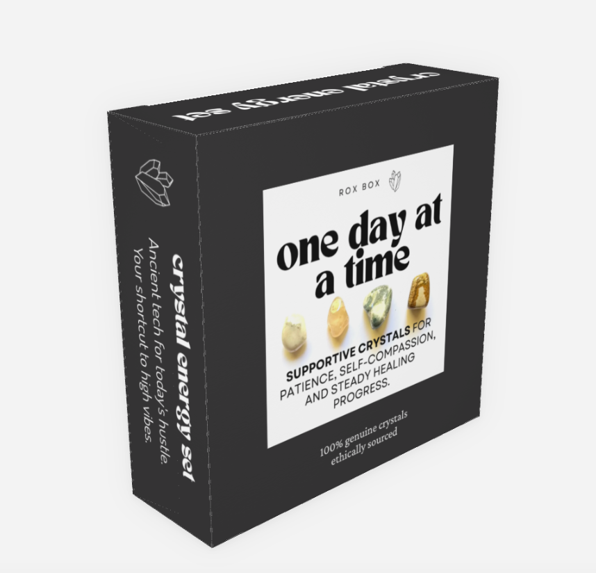 one day at a time - crystals for support and patience - cheeky gift