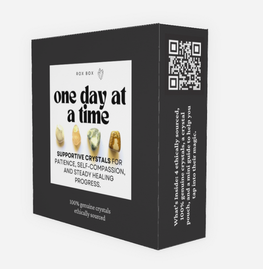 one day at a time - crystals for support and patience - cheeky gift