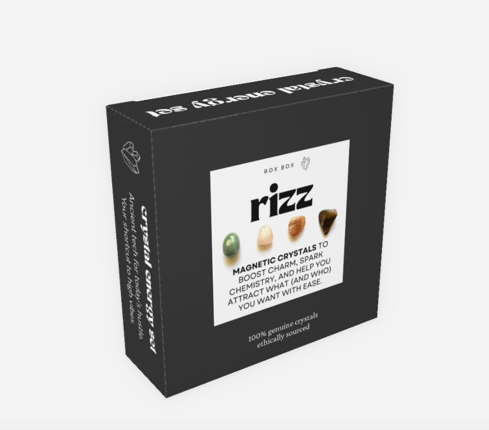rizz - crystals for magnetic charm - cheeky gift funny gift