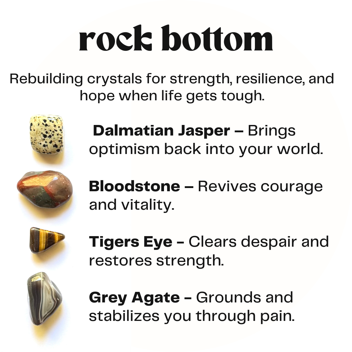 rock bottom - crystals for strength - cheeky gift