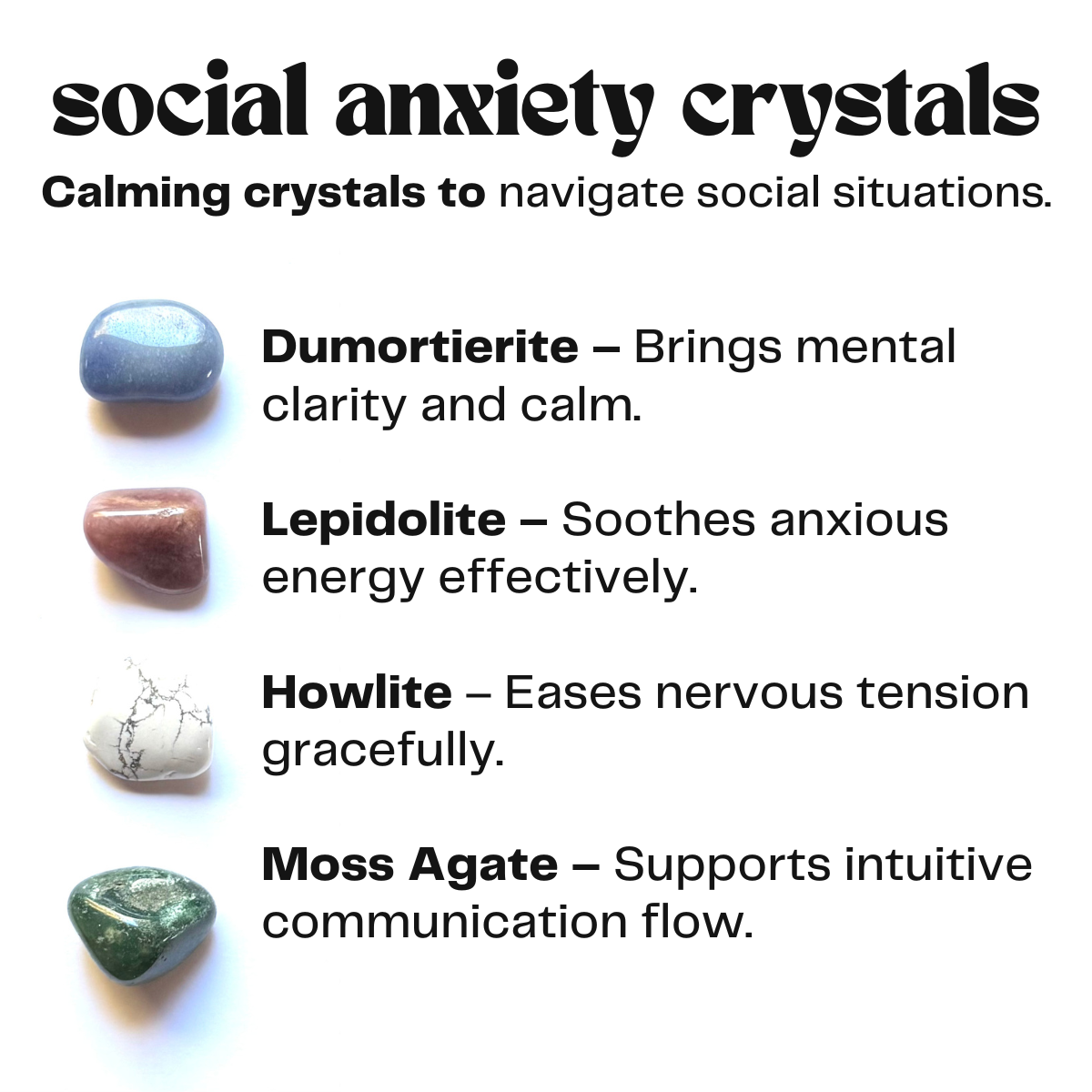 social anxiety crystals - crystals for calm + confidence - wellness gift