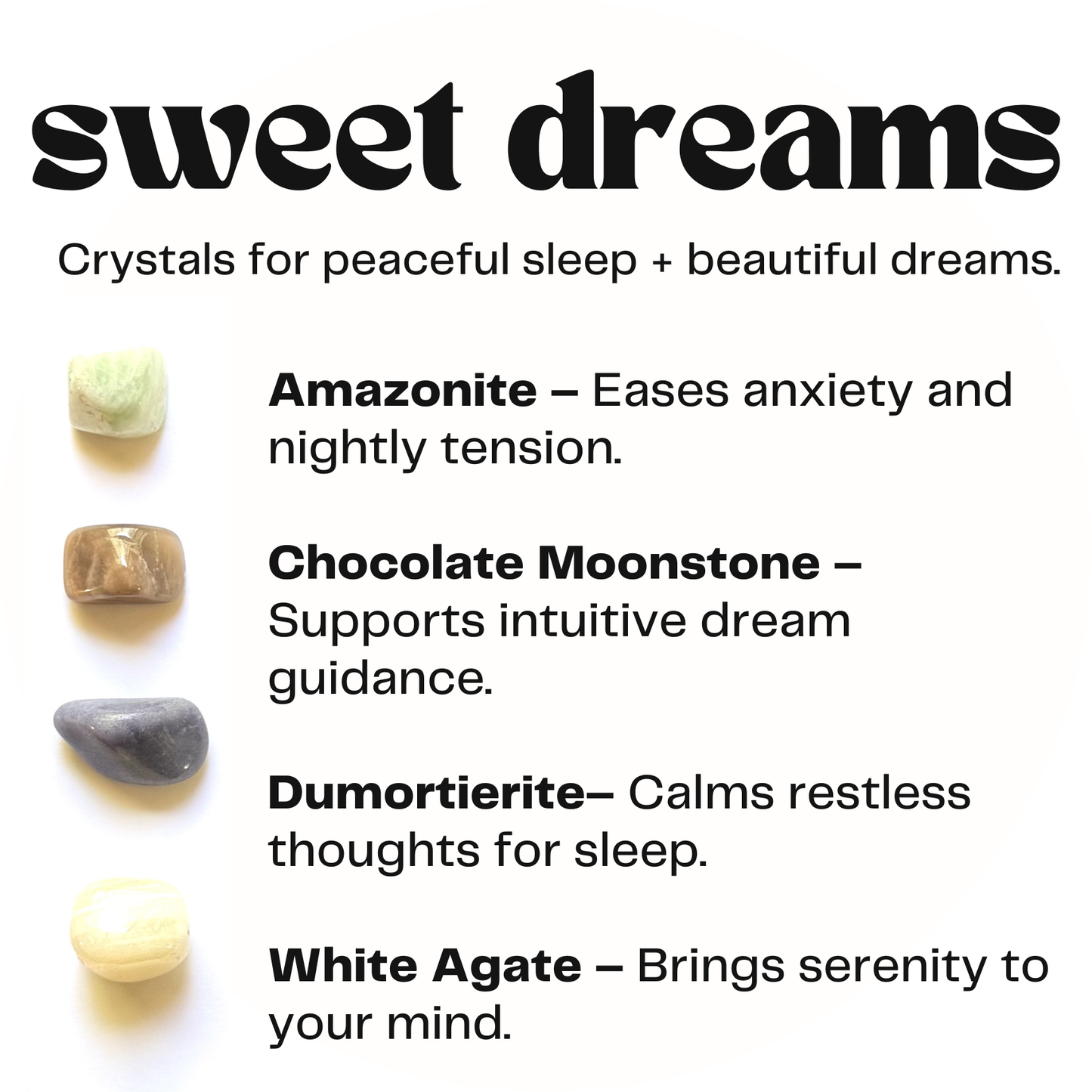 sweet dreams - crystal gift for restful sleep - wellness gift