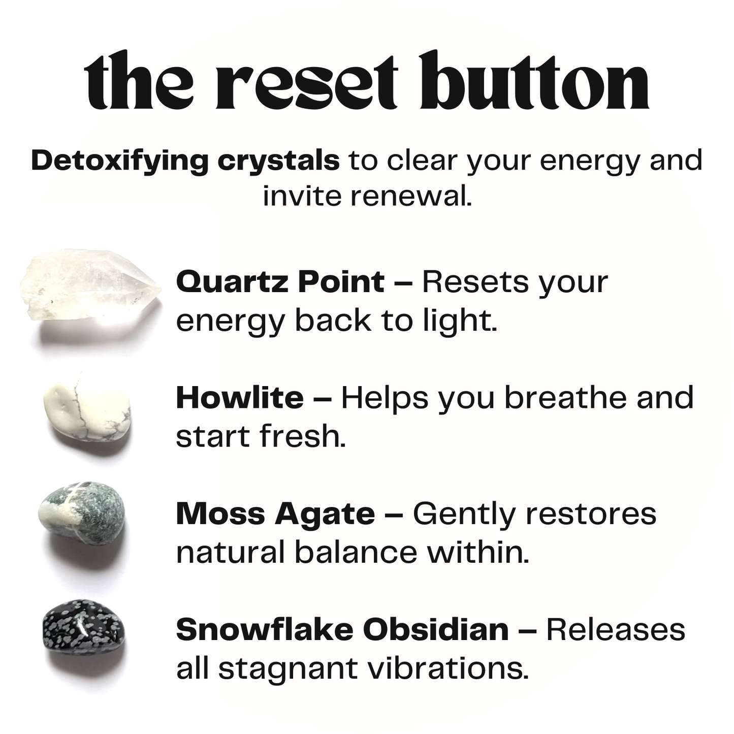 the reset button - crystals for energy clearing - cheeky gift funny gift